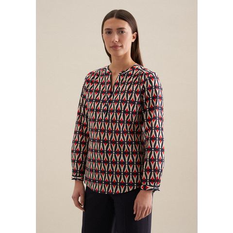 Seidensticker Klassieke blouse Zwarte roos Tunika met geometrische patronen