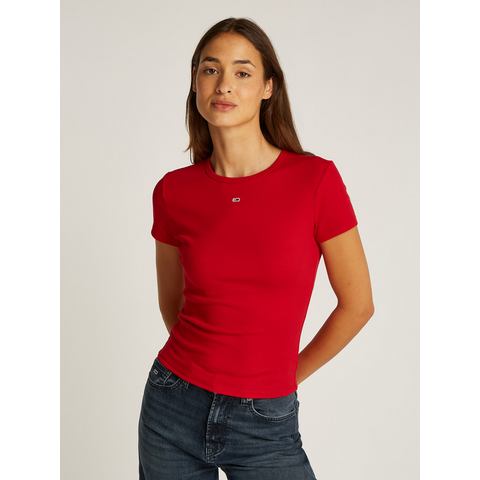 TOMMY JEANS T-shirt Slim Essential Rib Shirt, Rippshirt Rundhalsshirt