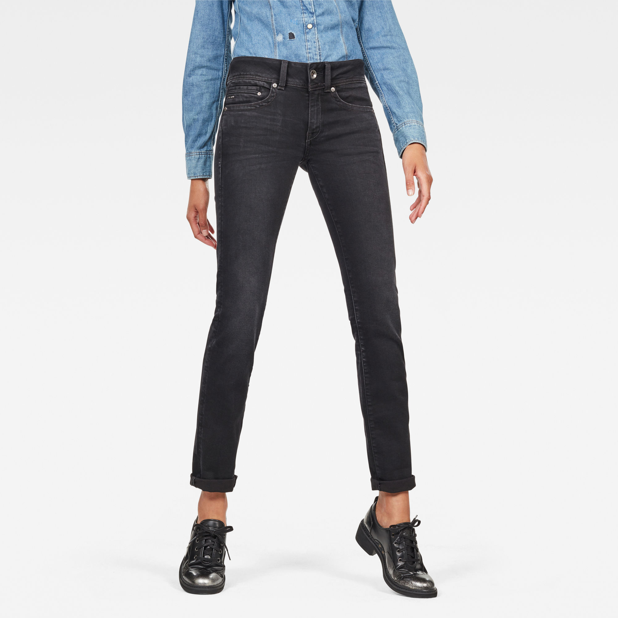 G-Star RAW Midge Mid Straight Jeans - Grijs - Dames