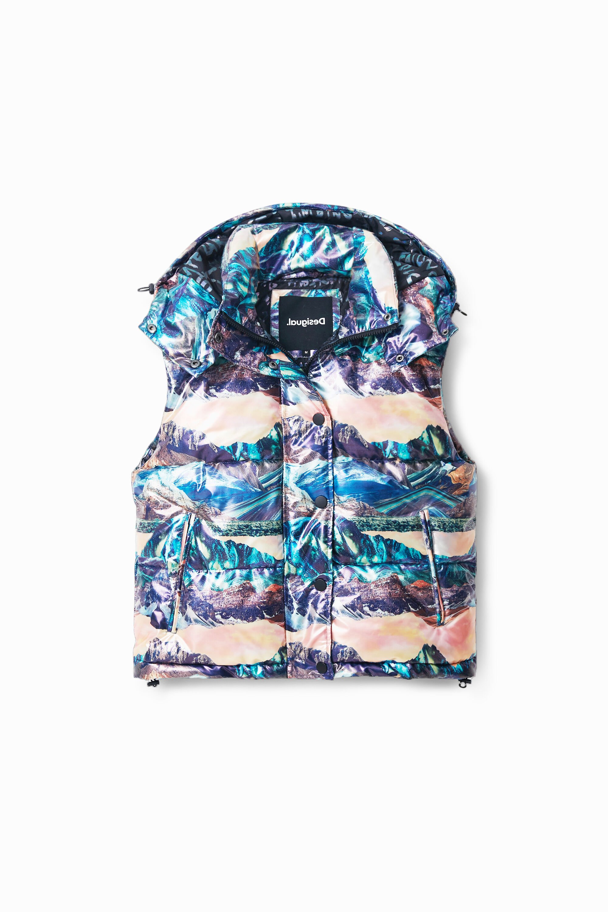 Desigual Iriserend gewatteerd vest met landschappen - GREEN