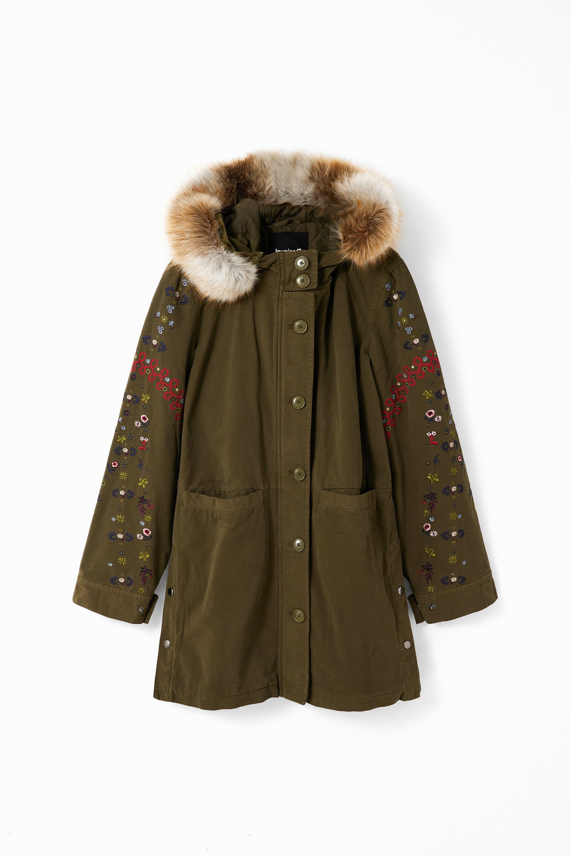 Desigual Parka met capuchon en borduursels - GREEN