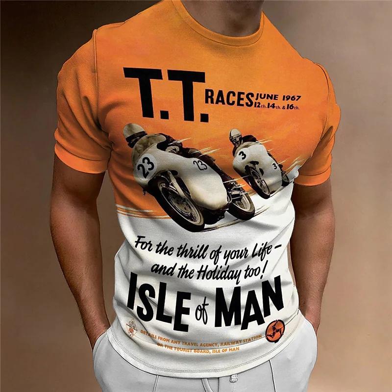 Xin nan zhuang Motorfiets T-shirt Vintage Heren 3d Motor Gedrukt Korte Mouw Tops Straat Rit Biker T-shirts Oversized T-shirt Heren Kleding XXS