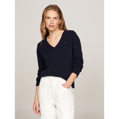 Tommy Hilfiger Gebreide trui SOFT WOOL V-NK SWEATER met v-hals van 100% wol