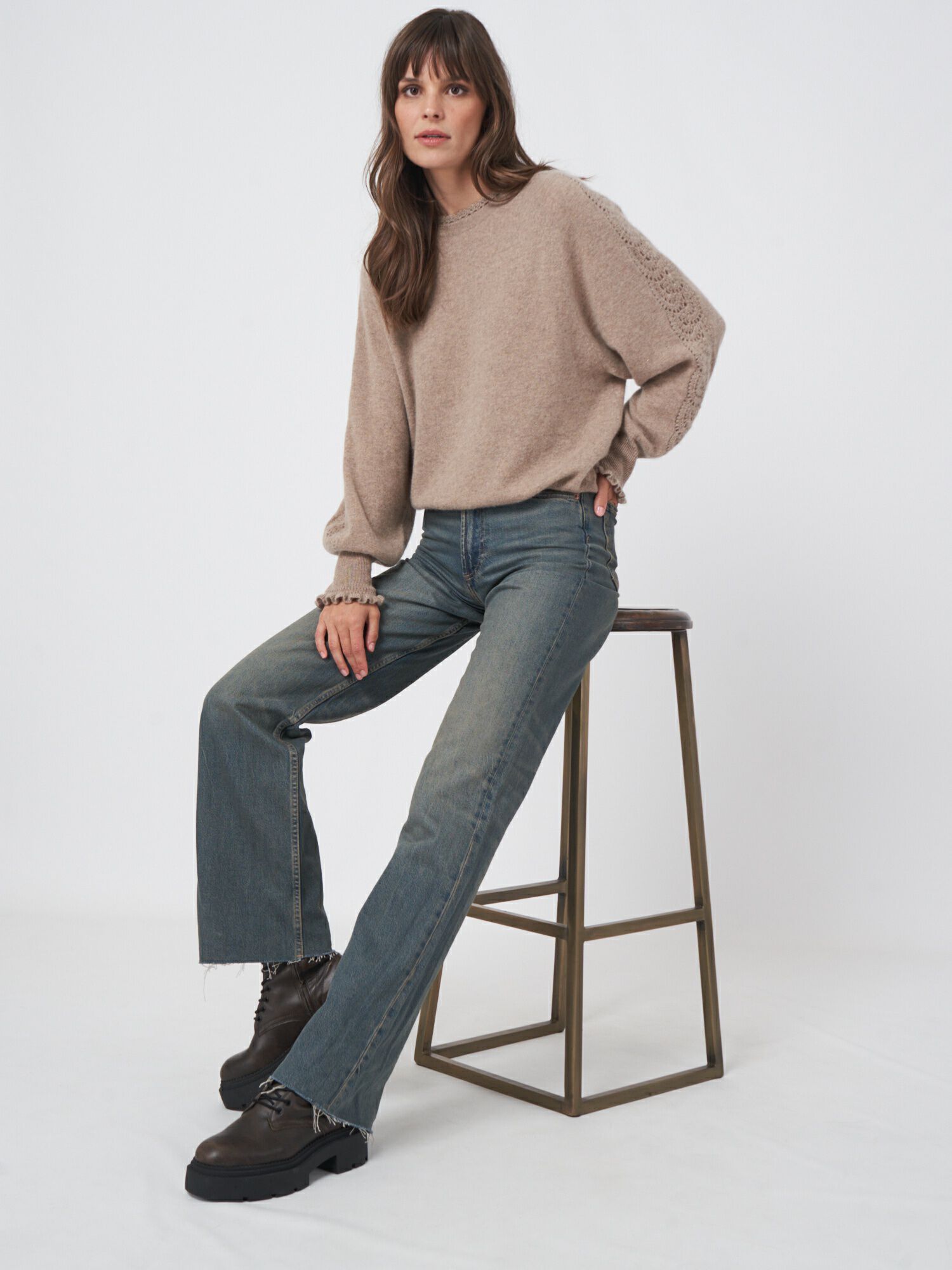 REPEAT cashmere Cashmere trui met gehaakte details