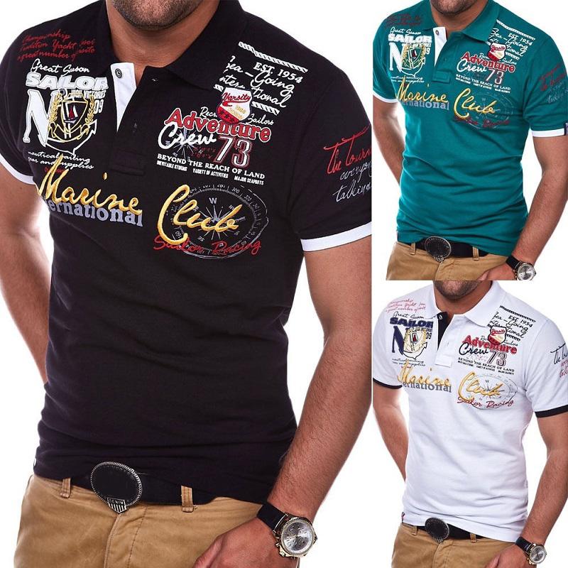 HU5RN Heren zomermode persoonlijkheid cultiveren poloshirts heren slim fit tops tees M zwart