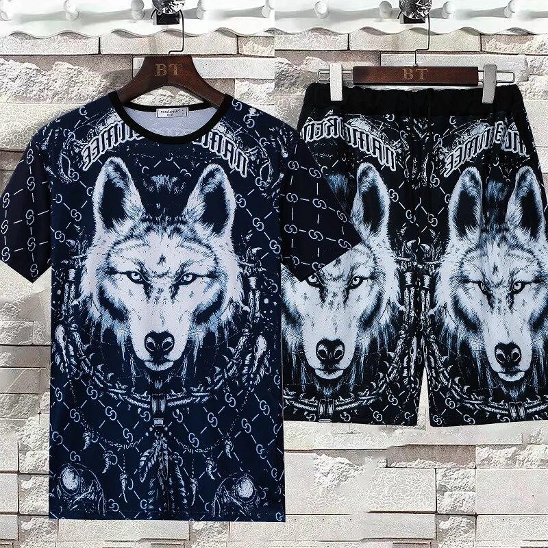 ETST WENDY 05 Wolf Koning T-shirt Sets Zomer 3d Print Wolf T-shirt Trainingspakken Mode 2 Delige Set Mannen Tees Heren T-shirt shorts Set Mannen Outfit XL