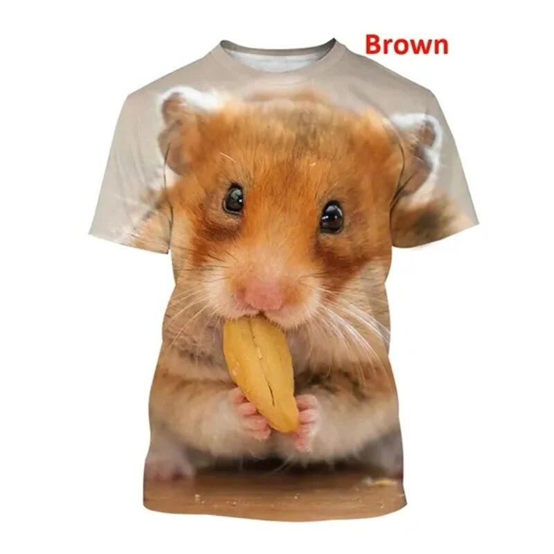 ETST 07 Hipster Hamster Patroon Kids T-shirt Muis Muizen Grafische T-shirt voor Mannen Mode 3D Cricetinae Print Tee Shirts Leuke Animal tops 4XL