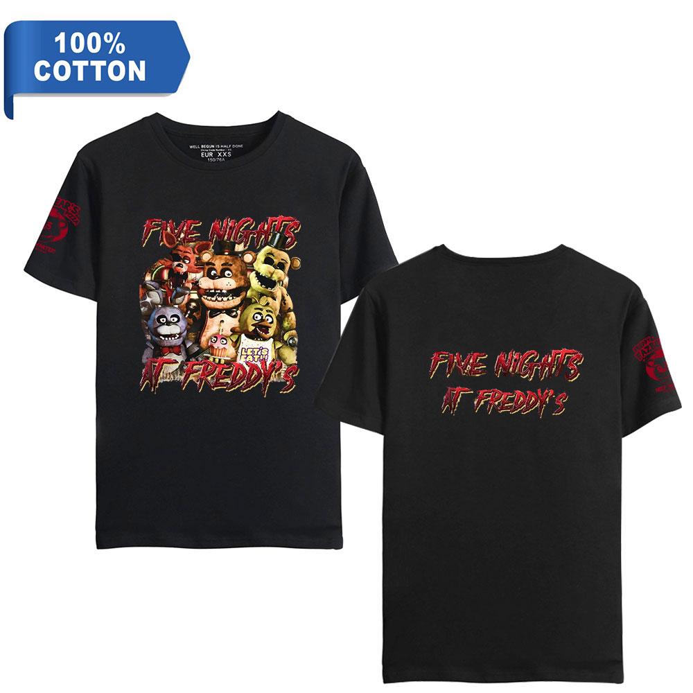 TOP COOL FASHION Grappige vijf nachten bij Freddy's Anime Gym T-shirts grafisch katoenen streetwear verjaardagscadeaus met korte mouwen T-shirt XS zwart