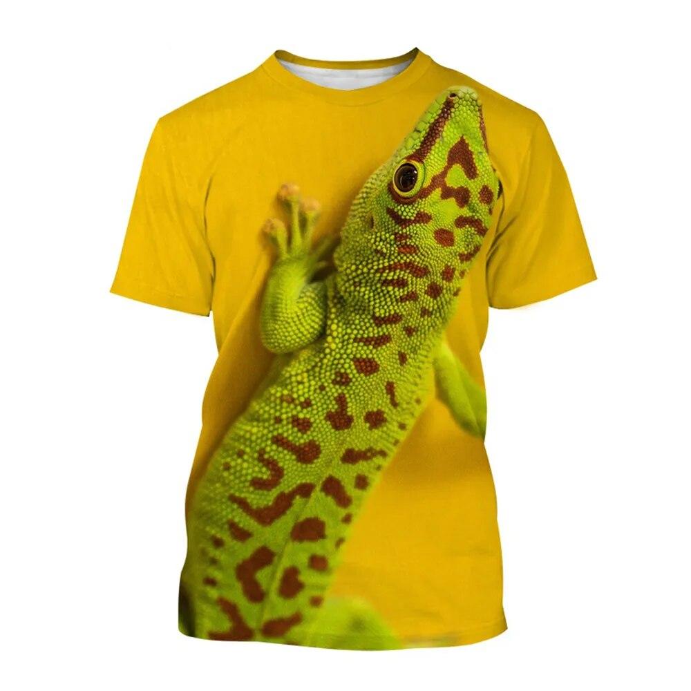 TIP723 Reptiel Gekko 3D Gedrukt Zomer mannen Ronde Hals T-shirt Casual Korte Mouw Oversized Trui Fashion Tee Tops Mannen kleding 3XL