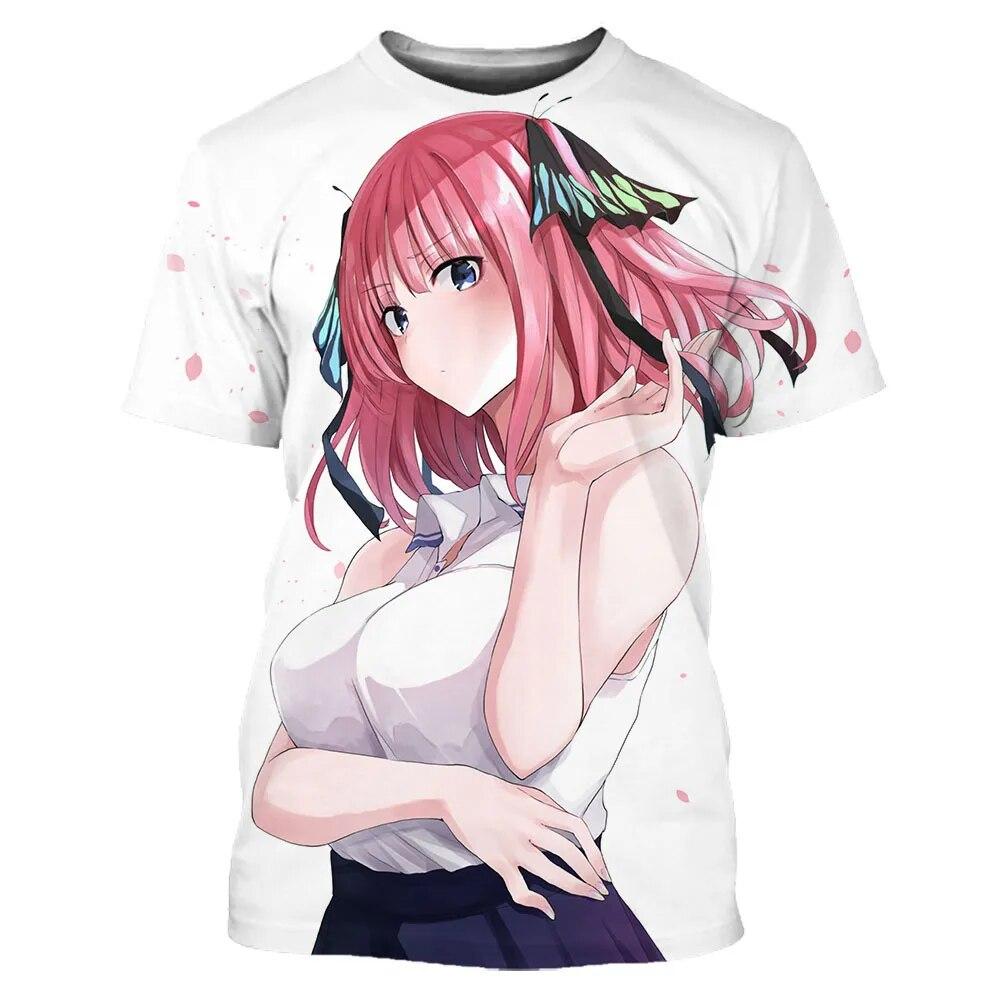 Bobby 2 De Typische Quintuplets Zomer T-shirt Anime Meisjes Nakano Nino 3D Print Casual Korte Mouw Mode Tee Tops Mannen Kleding S