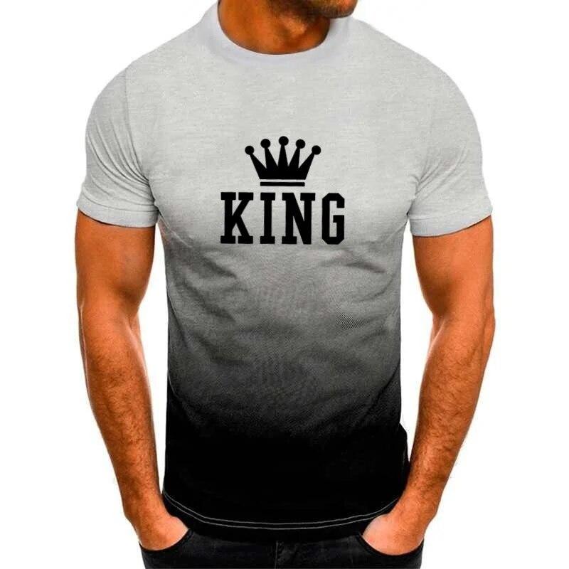 TIP723 Vintage T-shirts Voor Mannen Brief KONING Print Top Grafische T-shirt Oversized O-hals Korte Mouw Mode Streetwear Herenkleding 3XL