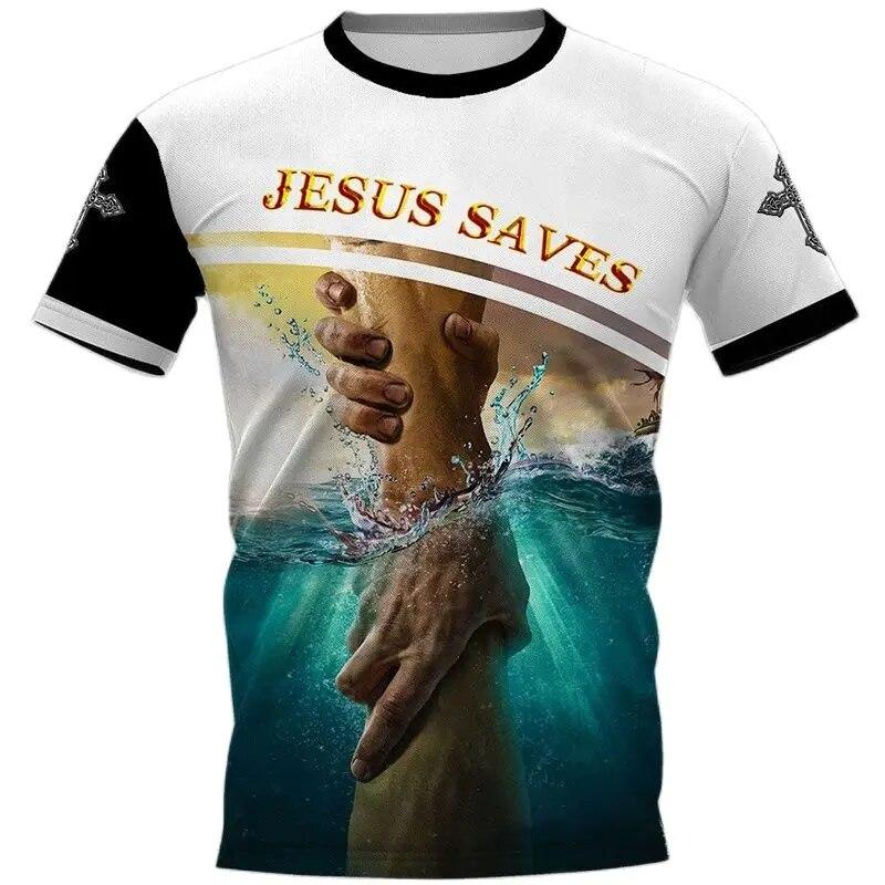 ETST WENDY Mannen Vintage T-shirt 3d Christian Jesus Gedrukt T-shirt Harajuku Streetwear Mannen Kleding Oversized Blouse Tee Gebed Tops XL