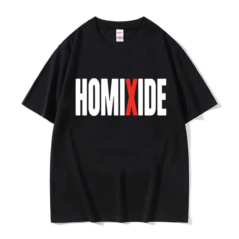 Nihao Rapper HOMIXIDE Grafische Print T-shirt Unisex Mode Hip Hop Stijl T-shirt Heren Casual Katoen Oversized Korte Mouw T-shirts S