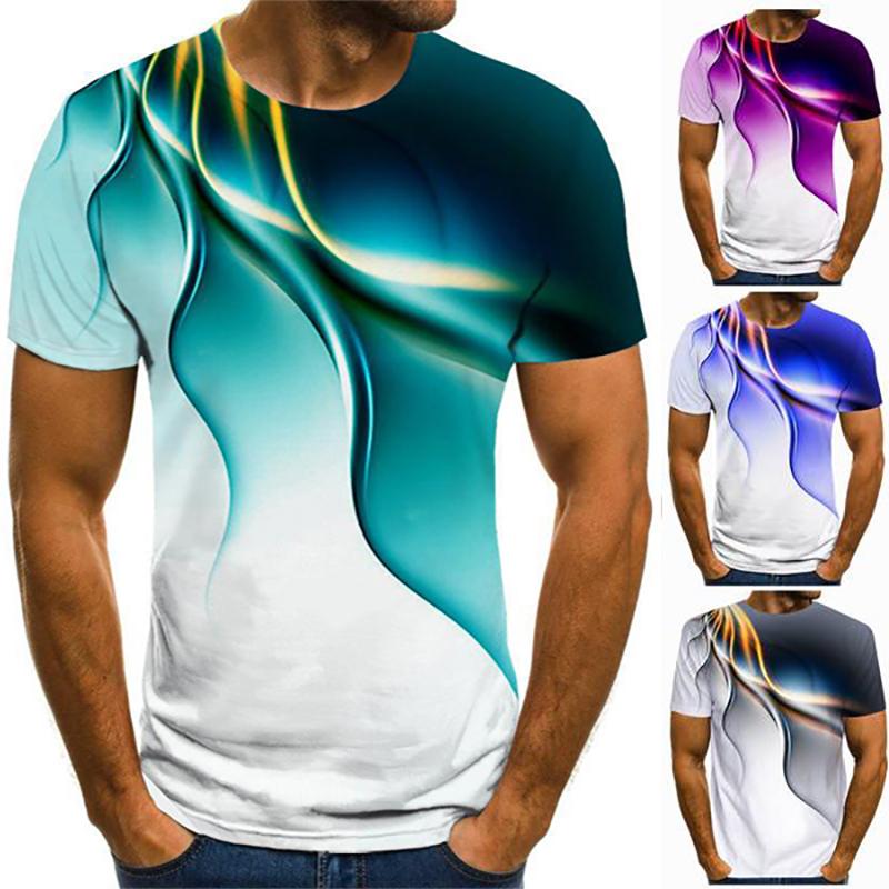 ForYourBeauty Heren 3D Fun Bedrukte T-shirts Trendy Bliksem Grafische Korte Mouw Tops Casual Zomer Tees Mannen Plus Size S-6XL S paars