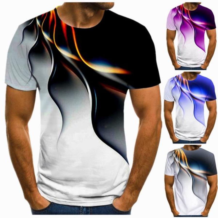 HerSight Bedrukte heren 3D Fun T-shirts Trendy Lightning Grafische Korte Mouw Tops Casual Zomer Tees Mannen Plus Size S-6XL S paars