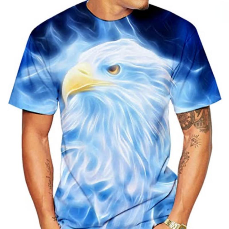 WowClassic Zomer 3D Digitale Eagle Gedrukt Tops Herenmode Plus Size T-shirt met korte mouwen S