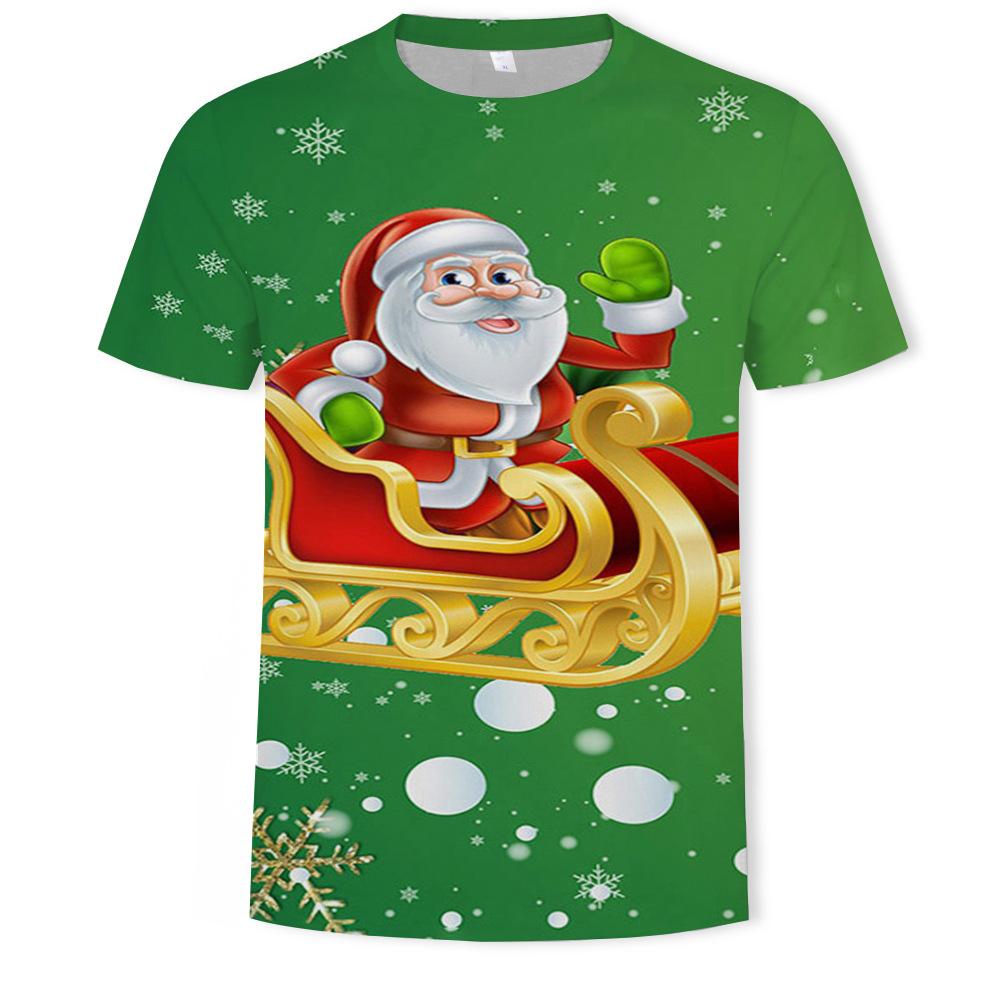 ForYourBeauty Kerst heren T-shirt 3D digitaal printen T-shirts met korte mouwen S