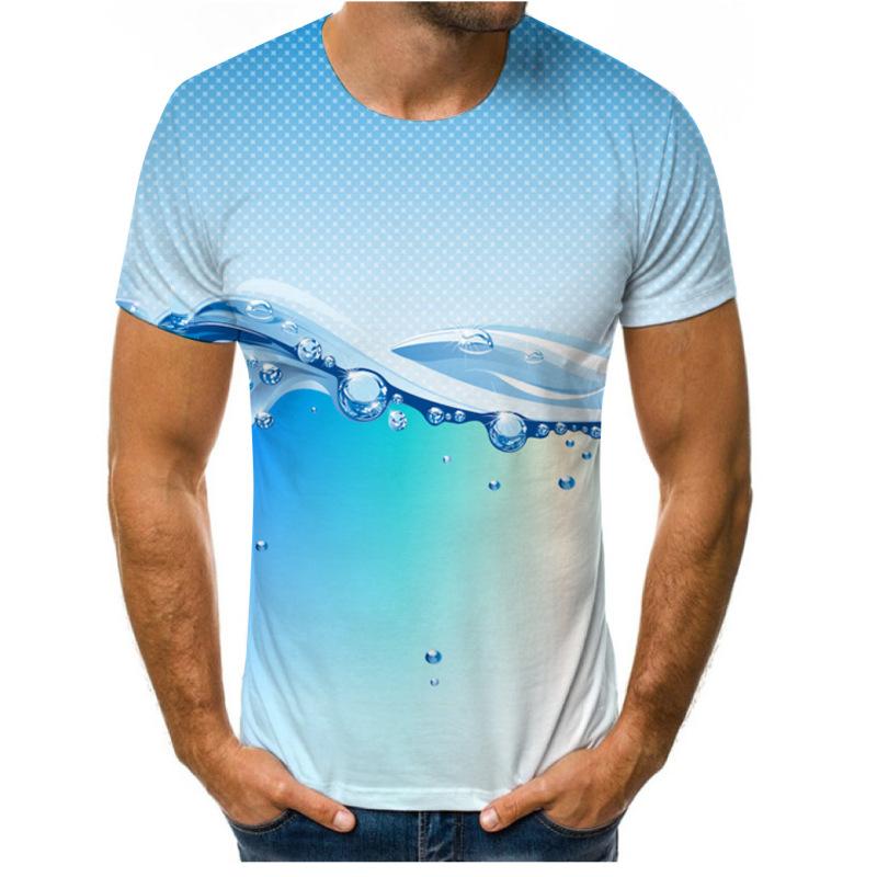 BOLIV MODA T-shirts met korte mouwen Lente Zomer heren Waterijsblok 3D Digitaal printen Ronde hals Loszittende herenbasis-T-shirt S