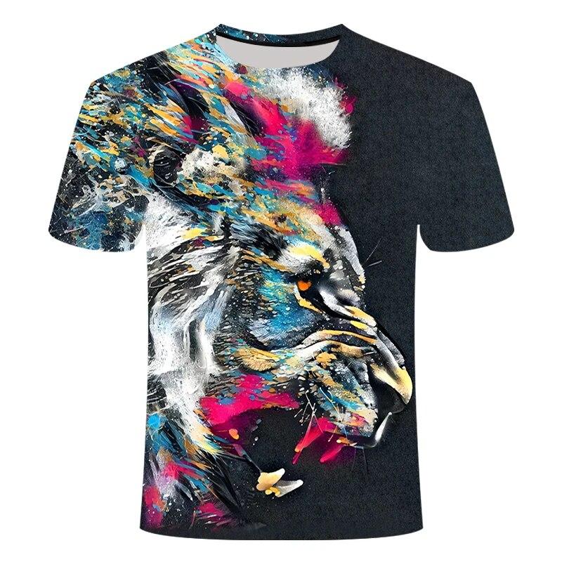 ETST WENDY 05 Koning van beesten Leeuw grafische t-shirts Voor Mannen Zomer Mode Dier Patroon T-shirt Casual Cool Stijl Persoonlijkheid t-shirt S