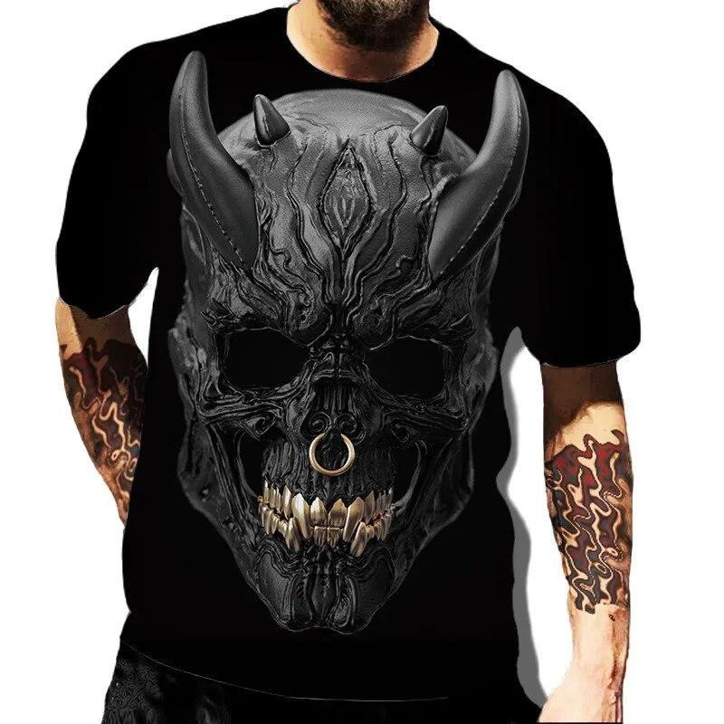 Bobby 2 Scary Skull Heren T-shirt 3D-printen Dress Up Scary Adult Top Oversized T-shirt O-kraag Casual korte mouw Top Herenkleding L