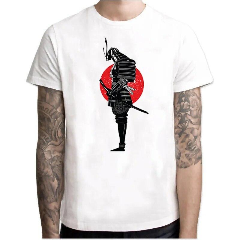 YSM Cotton Tshirt Japan Heren T-shirts Mode Anime T-shirts Japanse Samurai Brief Warrior T-shirt Mannen XL wit