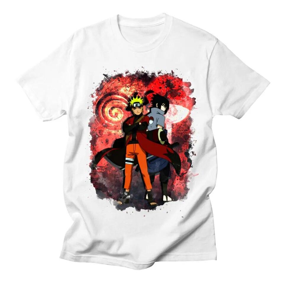 YSM Cotton Tshirt Naruto T-shirts Heren T-shirts Hoge kwaliteit Comfortabel Ademend Grafisch Anime Casual Harajuku Fashi XS wit