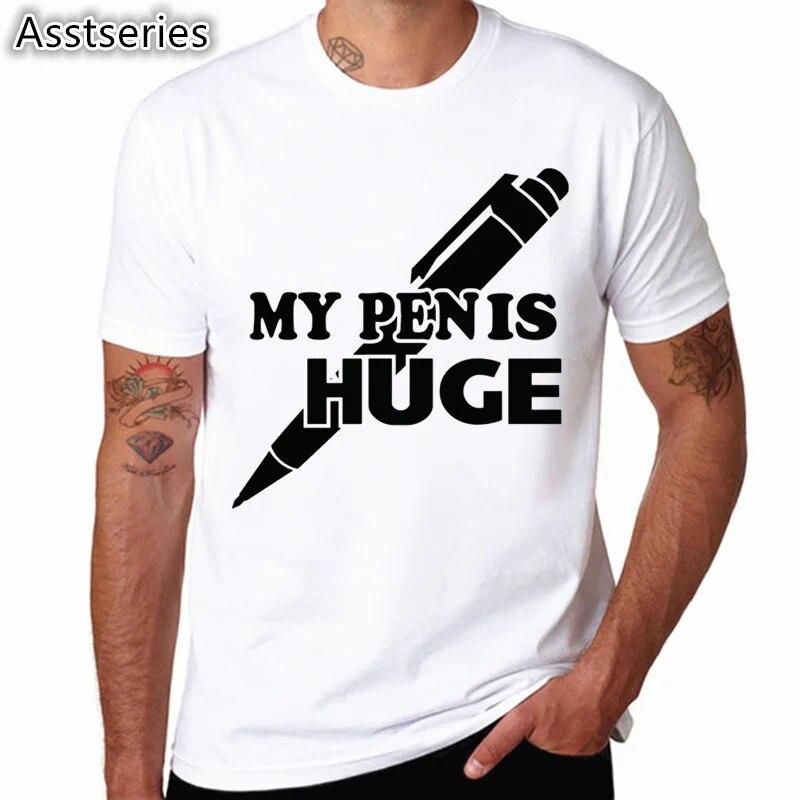 YSM Cotton Tshirt Mijn pen is groter dan die van jou T-shirt Mannen Mijn pen is enorm T-shirt O XS wit