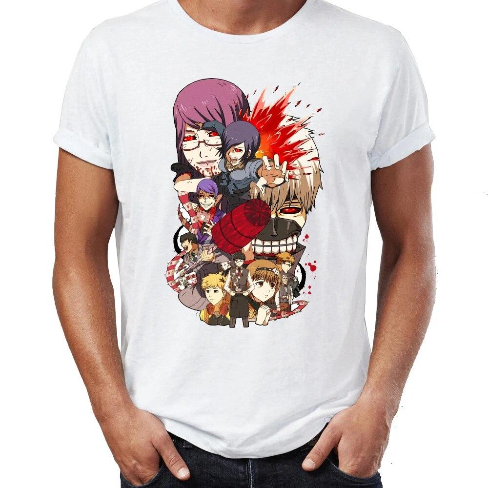 YSM Cotton Tshirt Heren T-shirt met korte mouwen Tokyo Ghoul Touka Tsukiyama Yamori Geweldig artwork tekening T-shirt S wit