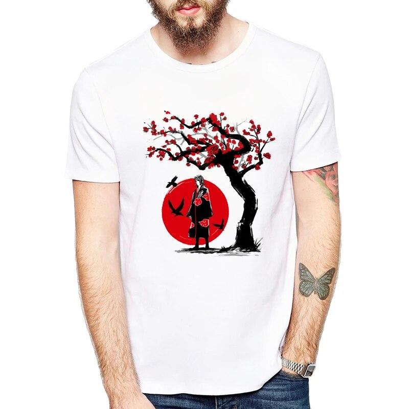 YSM Cotton Tshirt Japan Anime Naruto T-shirt Cartoon Print Uchiha Kakashi Hatake Naruto T-shirt Zomer Korte Mouw XS wit