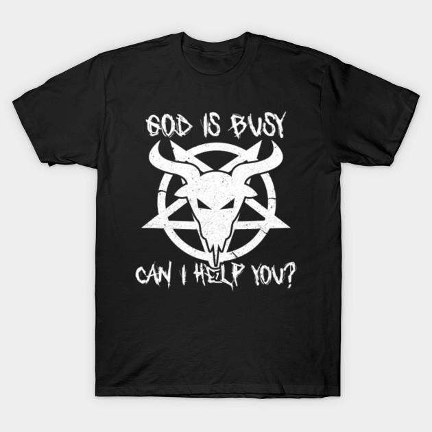 YSM Cotton Tshirt Mannen Zwart Print T-shirt Super Grote T-shirt god is bezig kan ik je helpen shirt grappige satan geit Geen-Cut Transfer Papier Print Katoenen T-shirt XS zwart