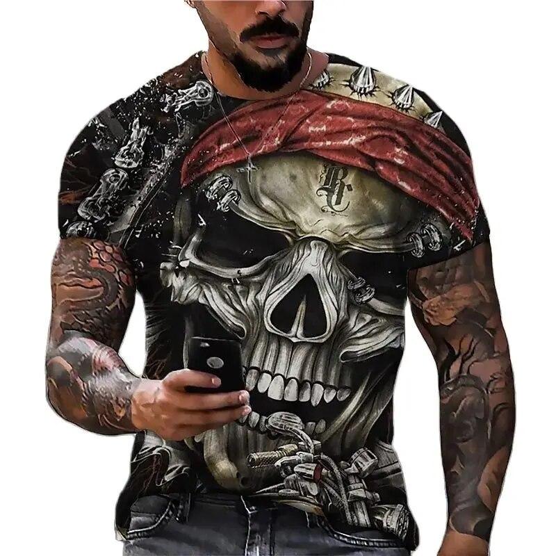 Bobby 2 Vintage Schedel T-shirt Voor Mannen 3d Gedrukt Schedel Heren T-shirts Oversized Korte Mouw Tops Tee Shirt Mannen Death Kleding camiseta S