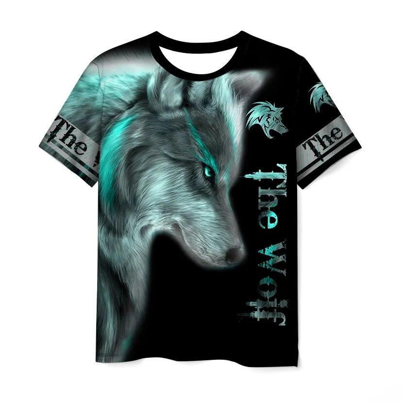 Baibao QIQI Zomer 3D T-shirt Casual heren 3D-bedrukt T-shirt met korte mouwen Dierenwolf XS