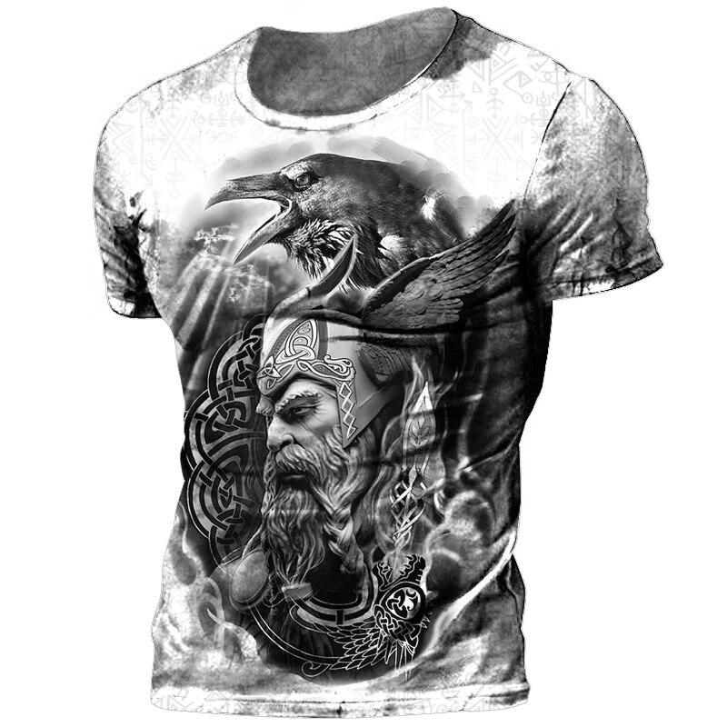 Xin nan zhuang Zomer Vintage T-shirt Voor Mannen 3d Gedrukt Vinking Grafische Oversized Korte Mouw Tops T-shirt Man Kleding Ultradunne Kleding 6XL