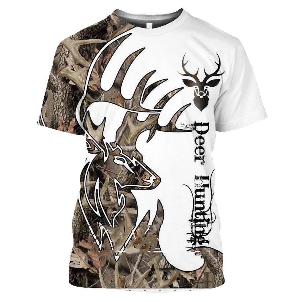 ETST 03 Camo Jacht Dier Herten Elanden 3D heren T-shirt Zomer Casual T-shirts Mode Streetwear vrouwen Korte Mouw Kleding M