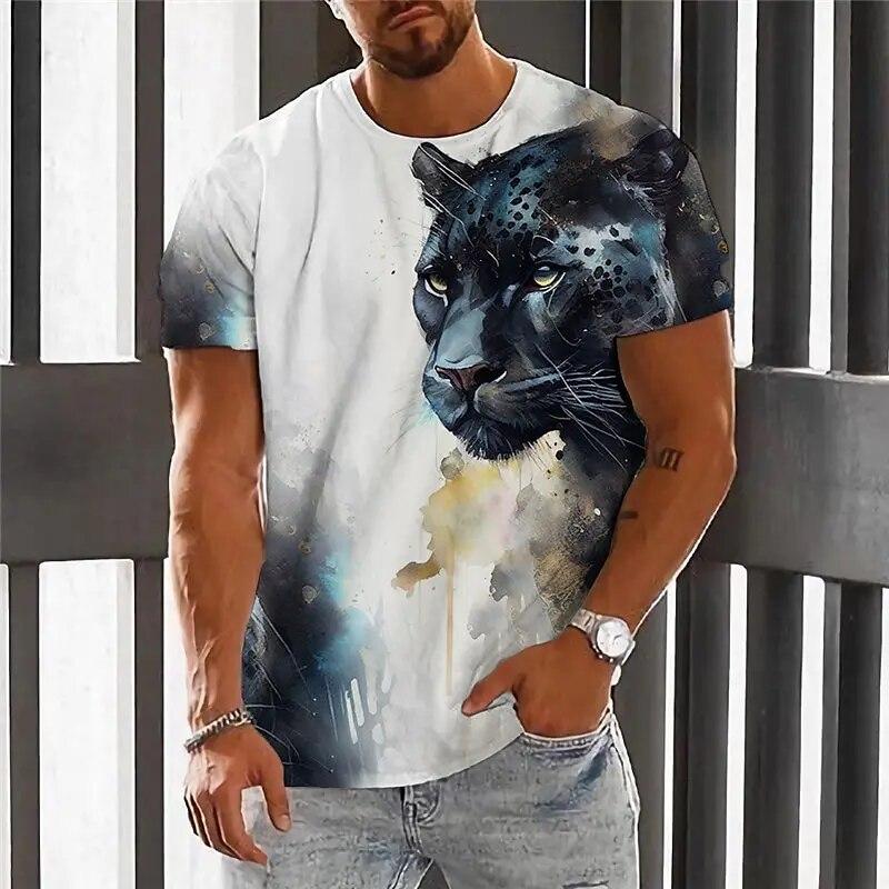 ETST 03 Dier Heren T-shirt 3D Wolf Print Heren Tops Casual Korte mouwen Eenvoudig T-shirt Zomer O-hals T-shirt Heren Oversized Kleding S