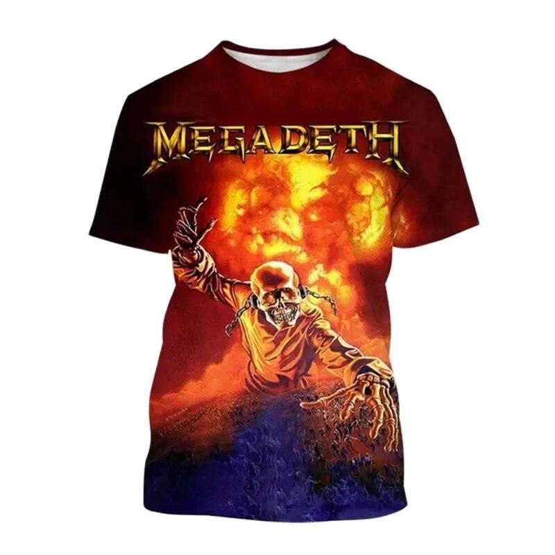 ETST 03 3D Mode Megadeth Afdrukken T-shirt Zomer Mannen Dames Populaire T-shirts Hip Hop Stijl Korte Mouwen Trui Jongens Vintage tops 5XL