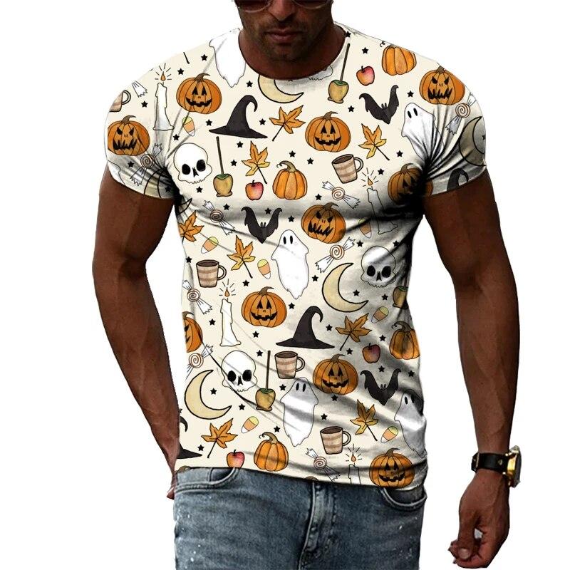 Baibao QIQI Mode Man Vakantie Halloween Pompoen 3D Print t-shirt Casual Korte Mouwen herenkleding Maat Oversized t-shirt XS-6XL 6XL