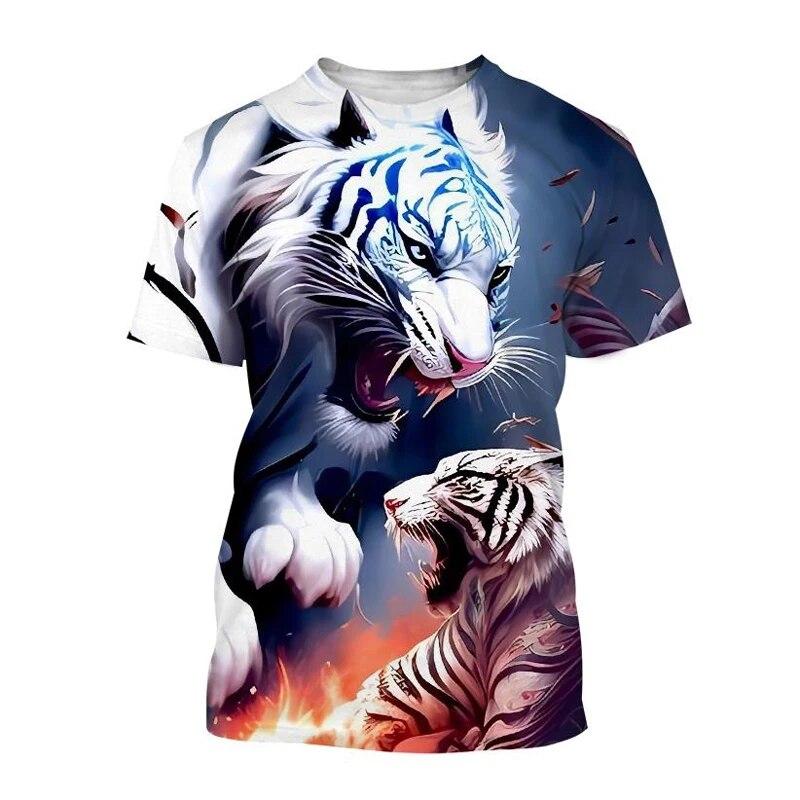 ETST 07 Zomermode Cool Animal Tiger grafische t-shirts voor mannen Persoonlijkheid Trend Casual Street Style Gedrukt Ronde hals Korte mouw S