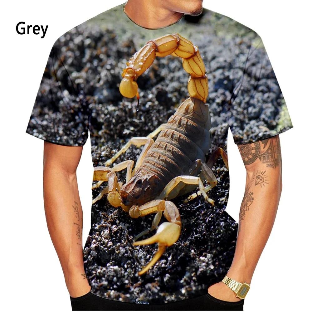 Subilier Herenmode T-shirt Zomer Casual Scorpion 3D-print T-shirt met korte mouwen S