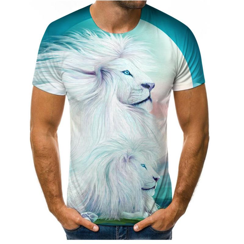 BOLIV MODA Trendy bedrukt heren T-shirt Lion Tiger 3D digitaal printen tee shirts streetwear heren zomer top met korte mouwen S