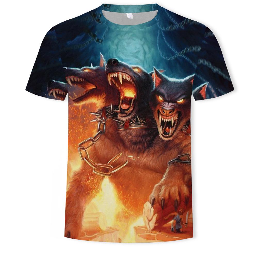 HerSight Heren T-shirt 3D digitaal bedrukt Fox Wolf heren ronde hals casual sportonderkant T-shirts S