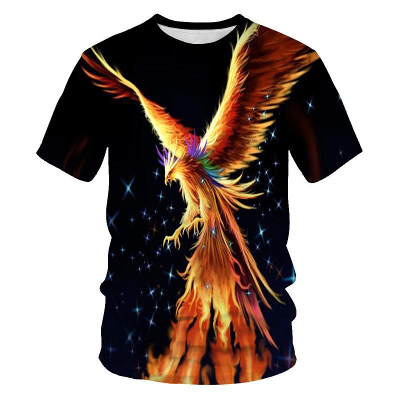 BOLIV MODA Heren T-shirt Divine Beast 3D Digital Printing Tee Shirts Heren Ronde hals Korte mouw Modieuze top S