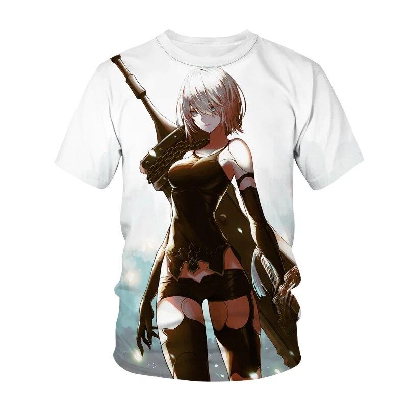 Baibao QIQI Nier Automaten 3D Gedrukt T-shirt Anime Game Sexy Schattig Meisje 2B Streetwear Mannen Vrouwen Mode Harajuku Tees Tops XXS