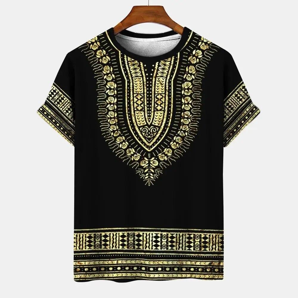 Kukebang Zomer Vintage T-shirt Etnische Stijl 3D Gedrukt Mannen Vrouwen Korte Mouw O-hals Tee Casual Vakantie Tops Plus Size Tops Y2k kleding S