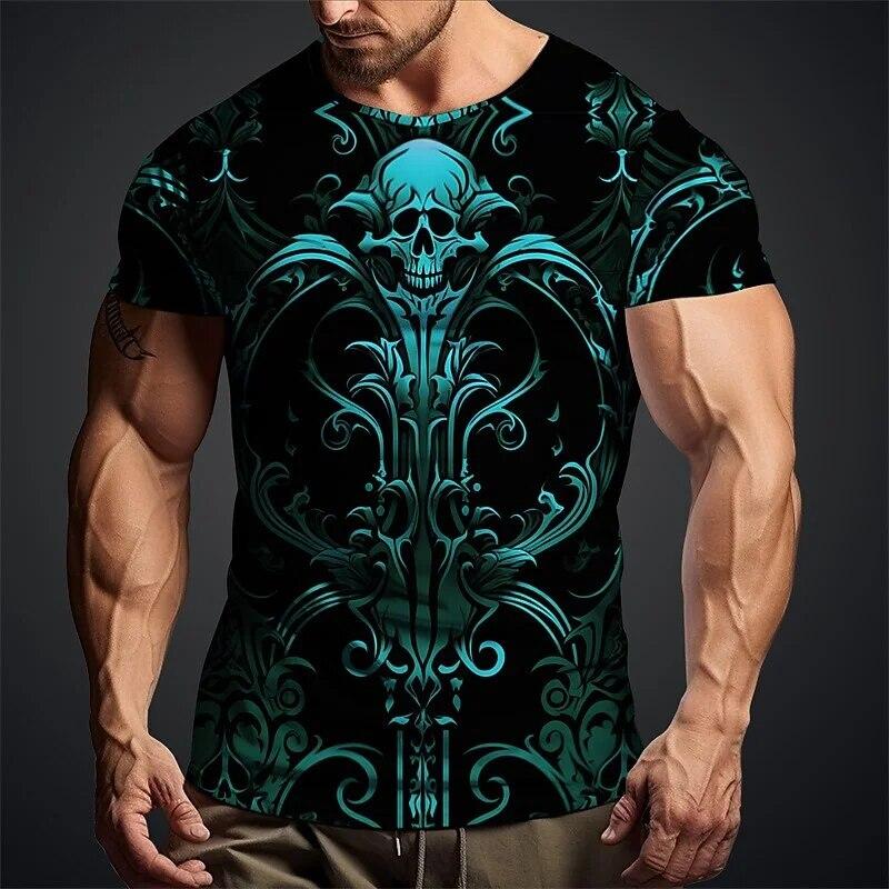 ETST WENDY 005 Nieuwe Zomer Schedel Persoonlijkheid Smaak Creativiteit Grafische T-shirts Voor Mannen Mode Casual Harajuku Stijl Print Korte Mouw T-shirt M