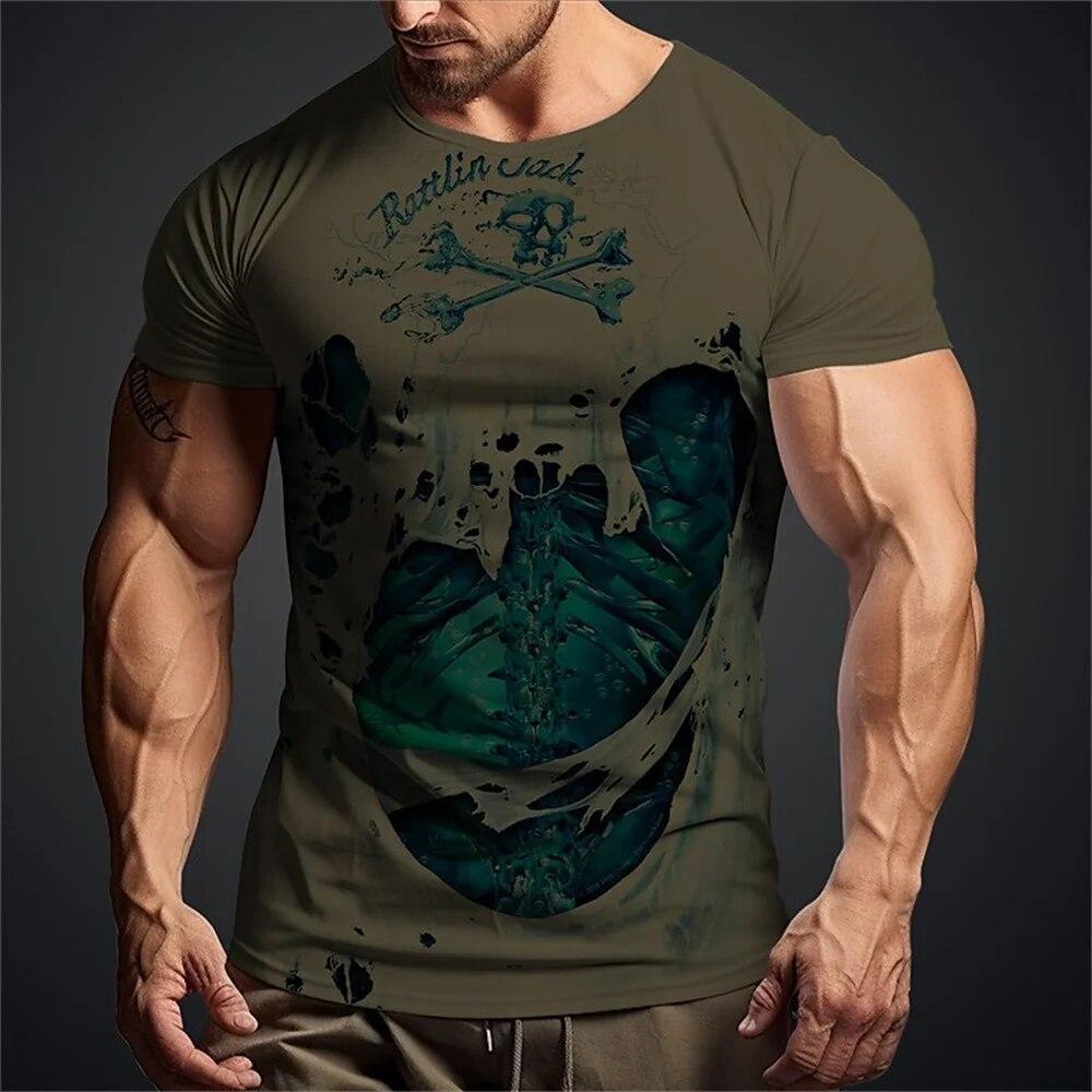 ETST WENDY 005 Nieuwe Schedel Heren T-Shirt Tops Zomer Mode mannen Korte Mouwen Kleding Mannen Oversized O-hals T-shirt 3d Afdrukken Schedels blouse 5XL