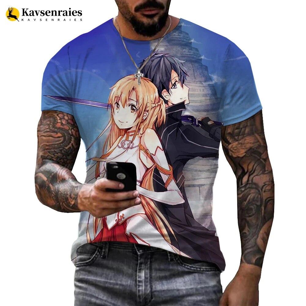 Baibao QIQI 3d T-shirt Man Vrouw T-shirt Zwaard Art Online 3D Afdrukken Anime T-shirt Plus Size Tee Tops 6XL XXS