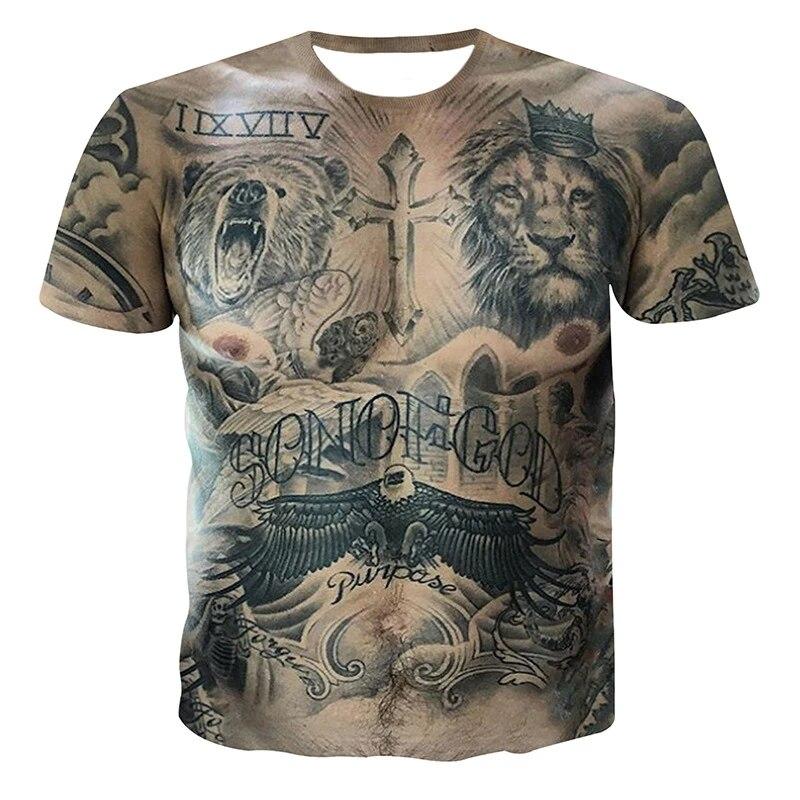 ETST 07 Sexy Mode Spier Tattoo Creatieve Hip Hop Grappige Stoere Kerel Zomer mannen Crewneck Korte Mouw T-shirt Top 3D harajuku Print 6XL