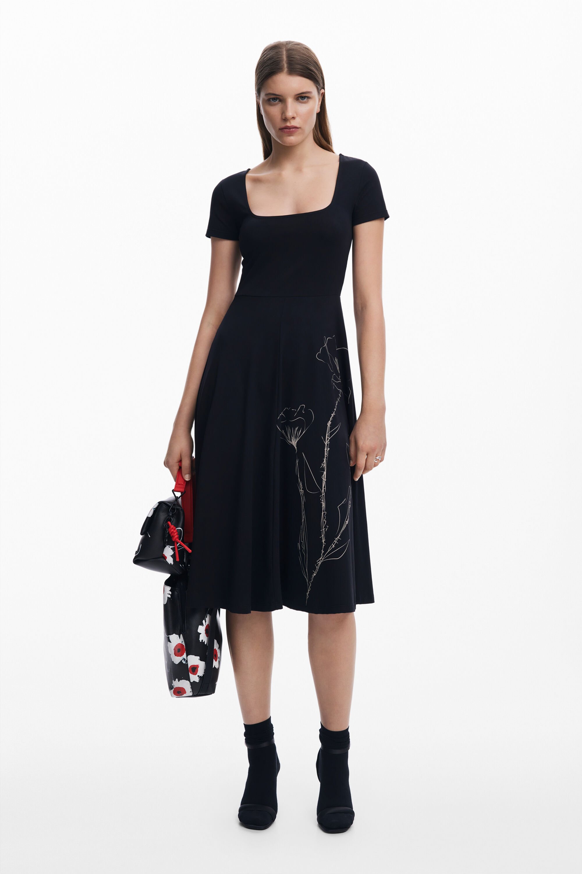 Desigual Laag uitgesneden midi-jurk - BLACK