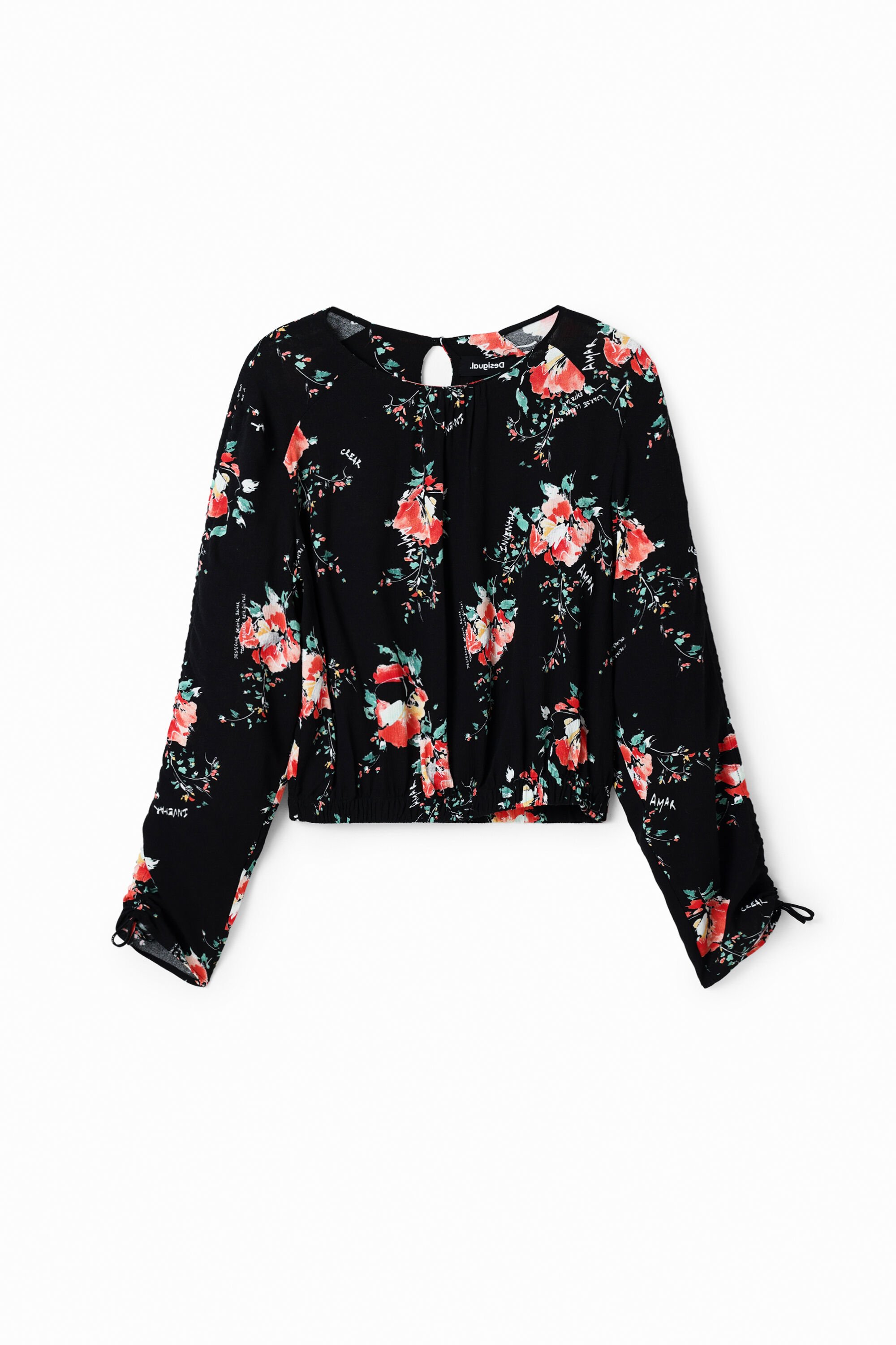 Desigual Gebloemde blouse met verstelbare mouwen - BLACK